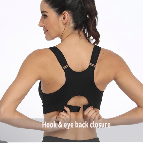 🆕Regular and Plus Size High Support Push Up Zip Front Close Padded Sports Bra - Picture 3 of 4